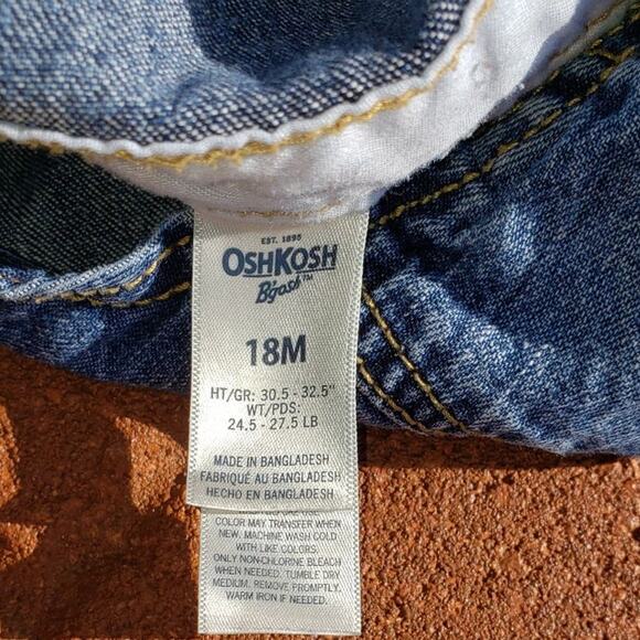 Oshkosh B'Gosh Boy's 18M Denim Bib Overalls - Picture 3 of 4